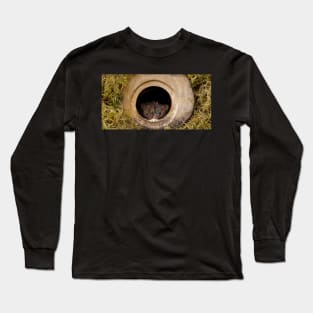 two wild mice in a log pile house Long Sleeve T-Shirt